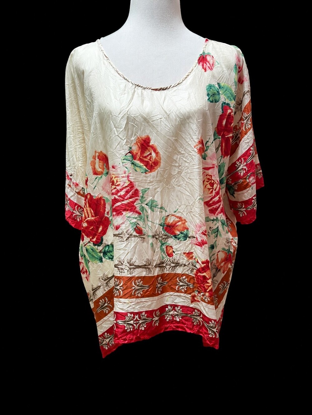 Johnny Was Secret Garden Silk Floral Tunic Blouse Poncho Top Women Size Large - Picture 4 of 16